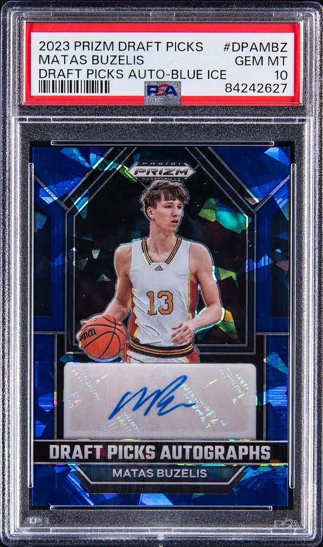 2023-24 Panini Prizm Draft Picks Matas Buzelis Autograph Blue Ice #DPA-MBZ card image