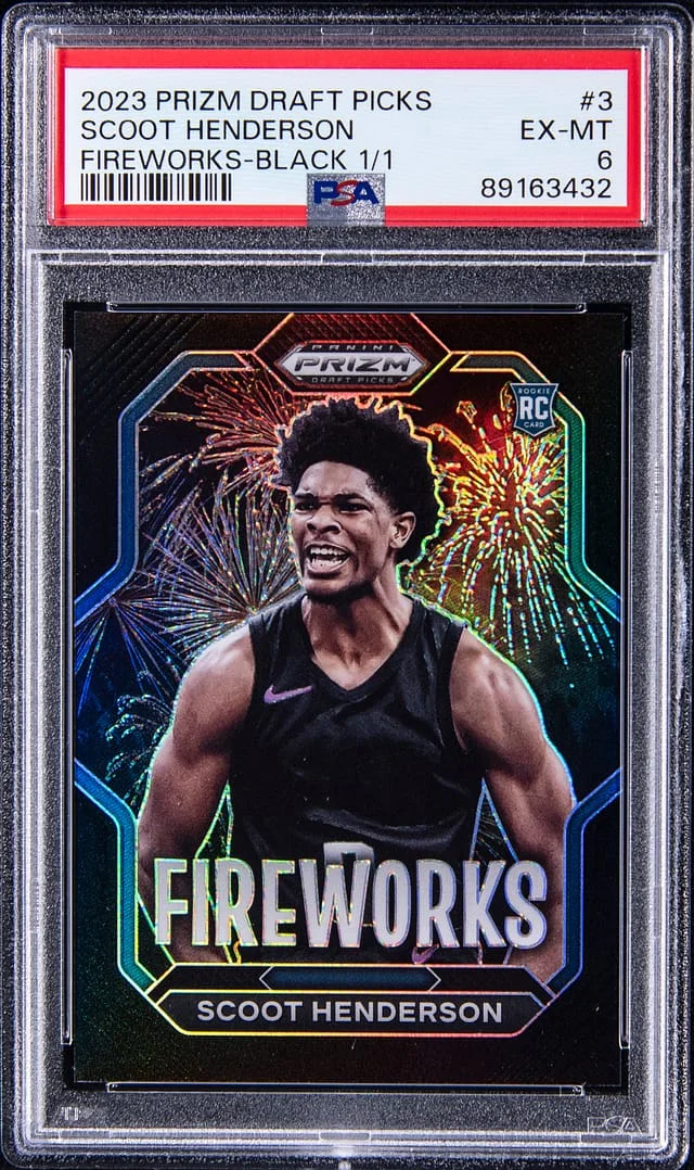 2023-24 Panini Prizm Draft Picks Scoot Henderson Fireworks Black #3 card image