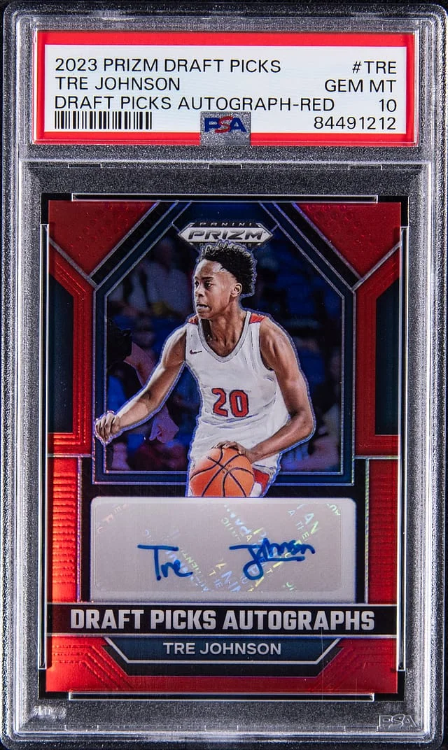 2023-24 Panini Prizm Draft Picks Tre Johnson Autograph Blue #DPA-TRE card image