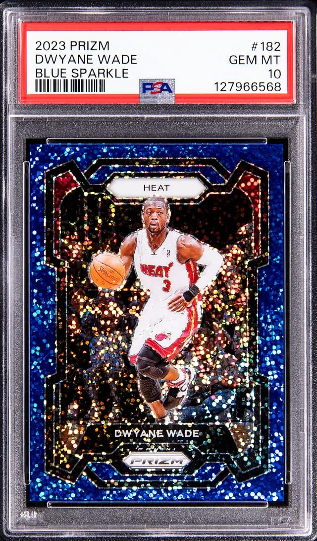 2023-24 Panini Prizm Dwyane Wade Blue Sparkle #182 card image