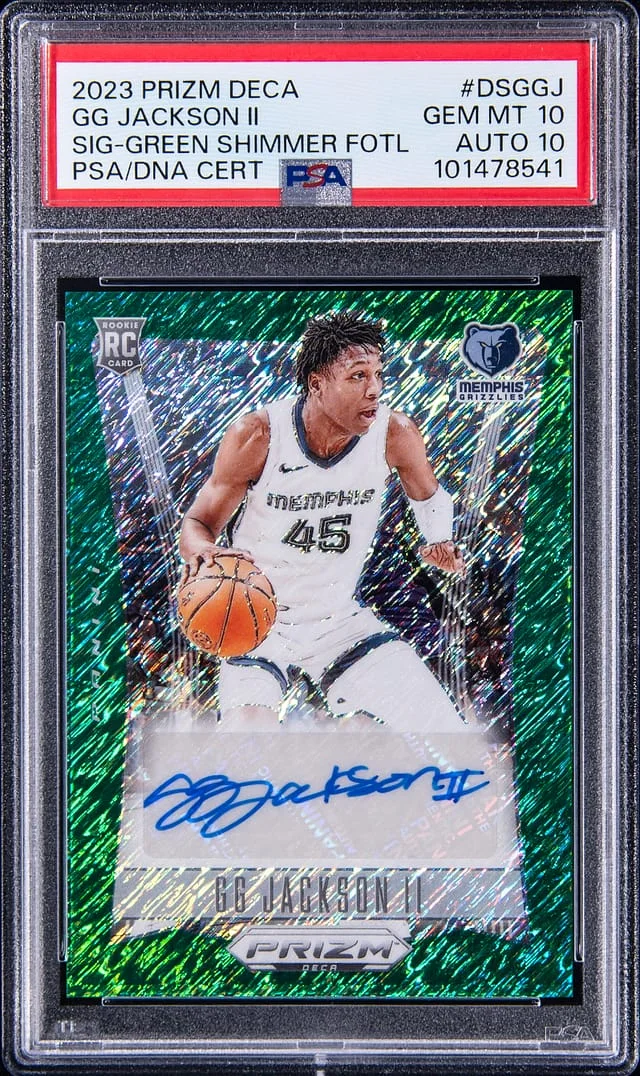 2023-24 Panini Prizm GG Jackson II Deca Signature Green Shimmer FOTL #DSGGJ card image