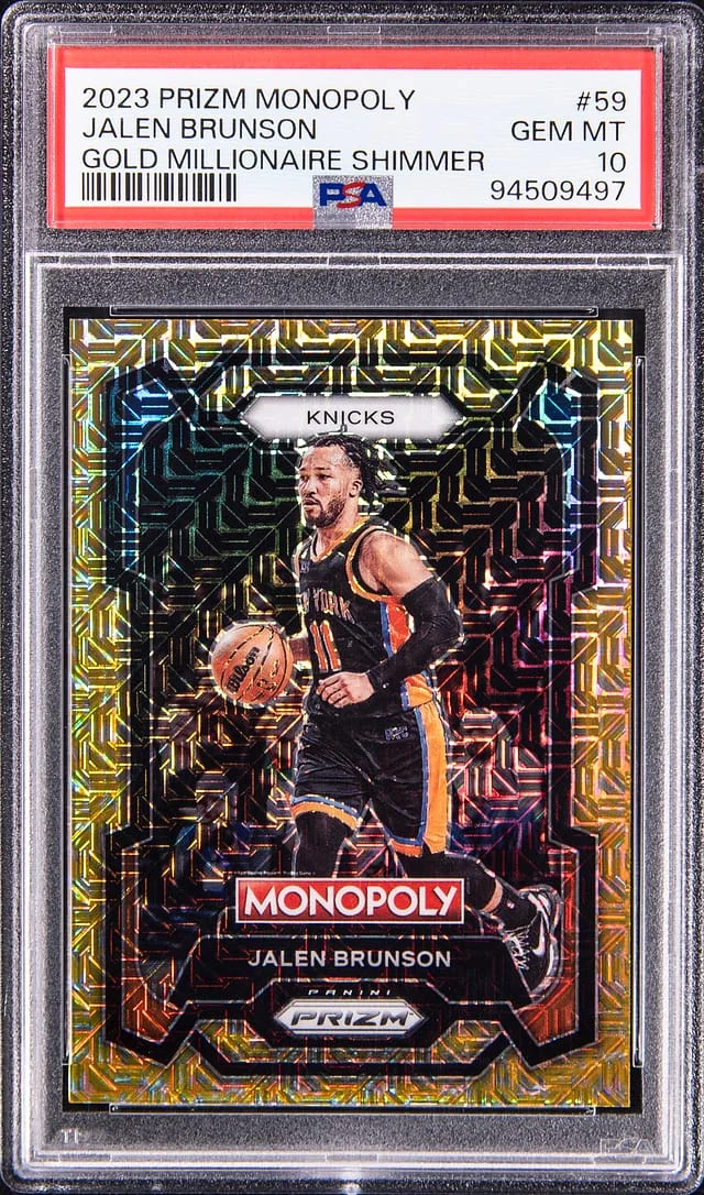 2023-24 Panini Prizm Jalen Brunson Monopoly Gold Millionaire Shimmer Prizm #59 card image