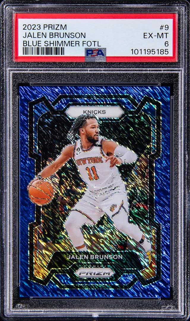 2023-24 Panini Prizm Jalen Brunson Blue Shimmer #9 card image