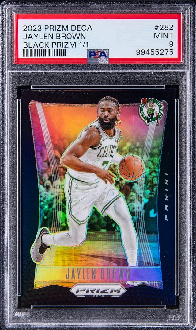 2023-24 Panini Prizm Jaylen Brown Deca Black Prizm #282 card image