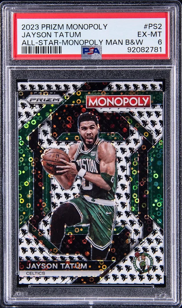 2023-24 Panini Prizm Jayson Tatum Monopoly All-Star Monopoly Man Black & White #PS2 card image