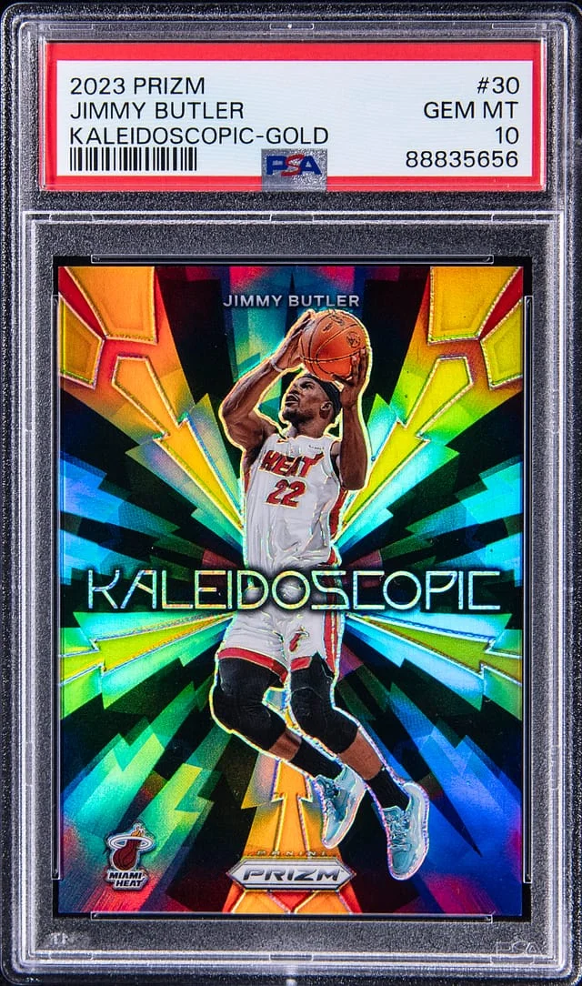 2023-24 Panini Prizm Jimmy Butler Kaleidoscopic Gold #30 card image