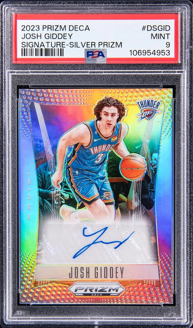 2023-24 Panini Prizm Josh Giddey Deca Signature Silver Prizm #DSGID card image