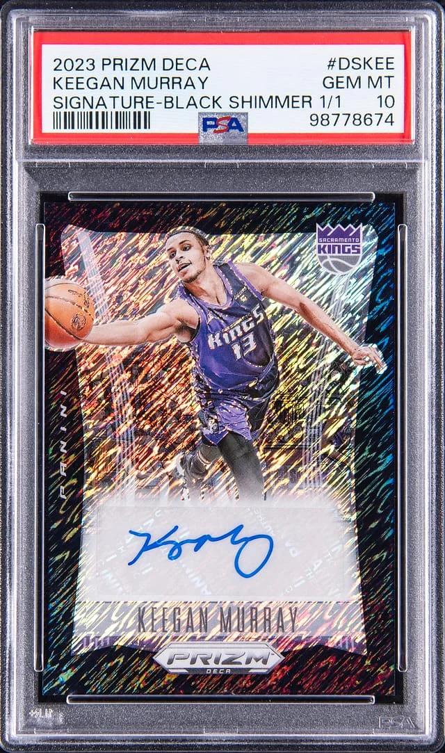 2023-24 Panini Prizm Keegan Murray Deca Signature Black Shimmer Prizm #DS-KEE card image
