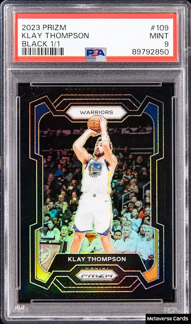 2023-24 Panini Prizm Klay Thompson Blue Sparkle #109 card image