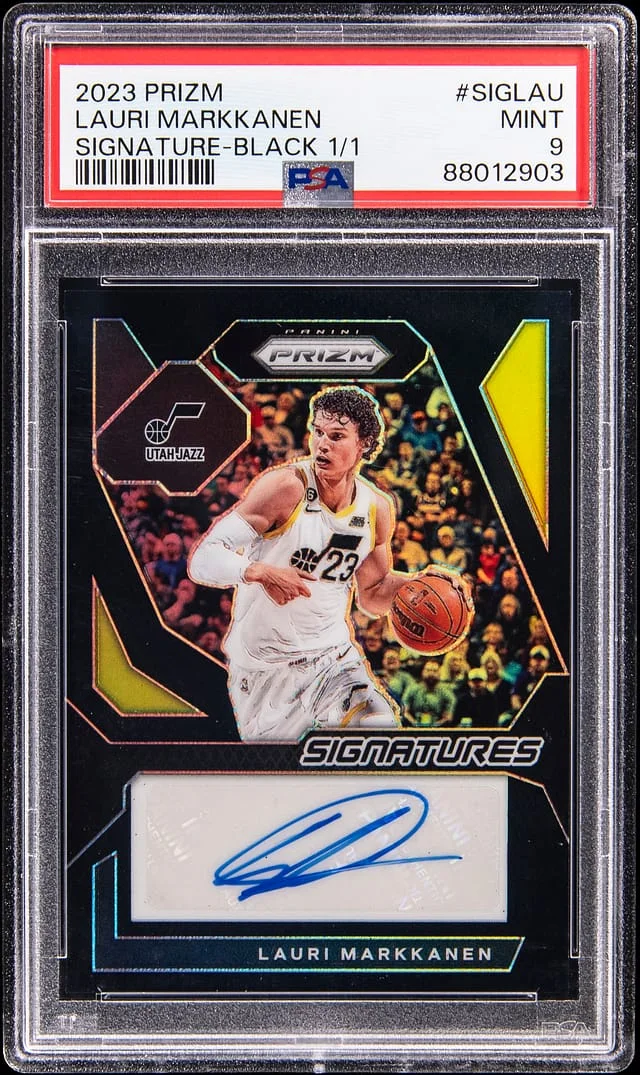 2023-24 Panini Prizm Lauri Markkanen Signature Black #SIG-LAU card image