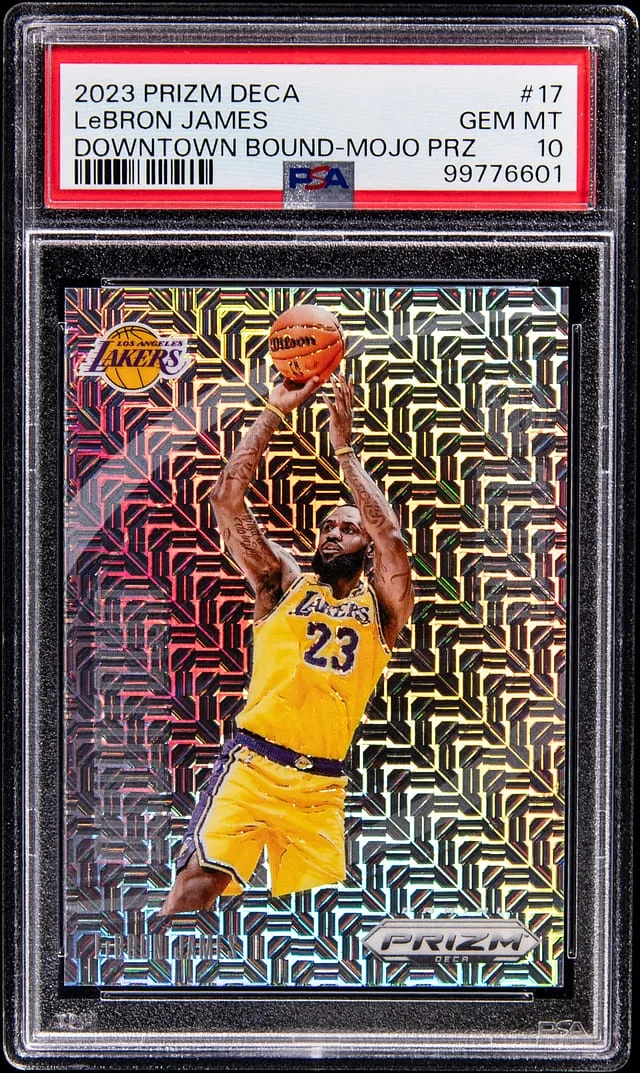 2023-24 Panini Prizm LeBron James Deca Downtown Bound Mojo Prizm #17 card image