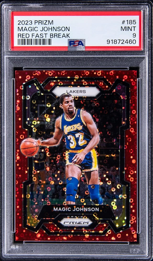 2023-24 Panini Prizm Magic Johnson Red Fast Break #185 card image