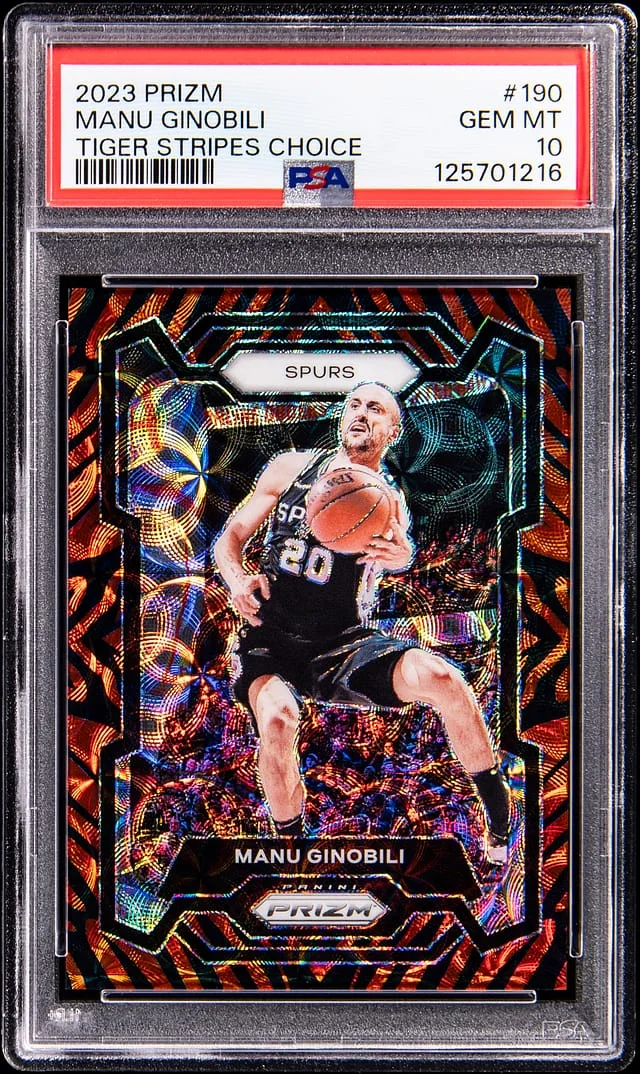 2023-24 Panini Prizm Manu Ginobili Tiger Stripes Choice #190 card image