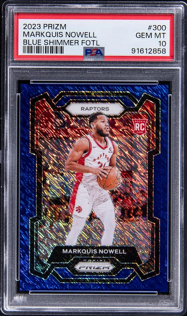 2023-24 Panini Prizm Markquis Nowell Blue Shimmer FOTL #300 card image