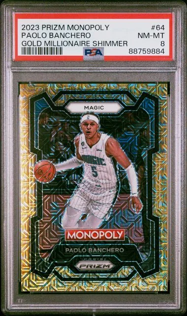 2023-24 Panini Prizm Paolo Banchero Monopoly Gold Millionaire Shimmer #64 card image