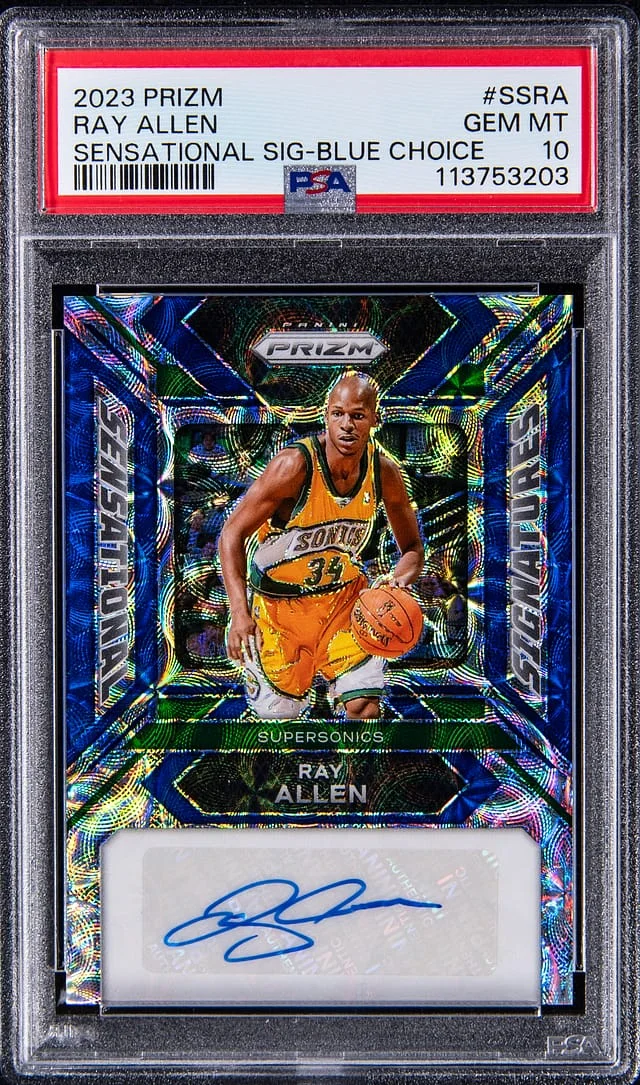 2023-24 Panini Prizm Ray Allen Sensational Signature Blue Choice #SS-RA card image