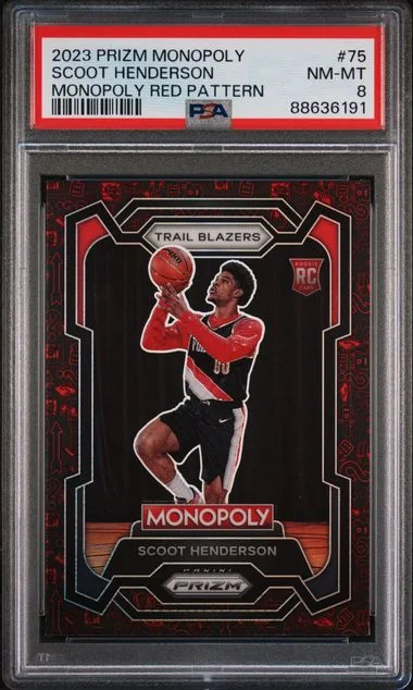 2023-24 Panini Prizm Scoot Henderson Monopoly Monopoly Red Pattern #75 card image