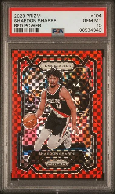 2023-24 Panini Prizm Shaedon Sharpe Green Pulsar #104 card image