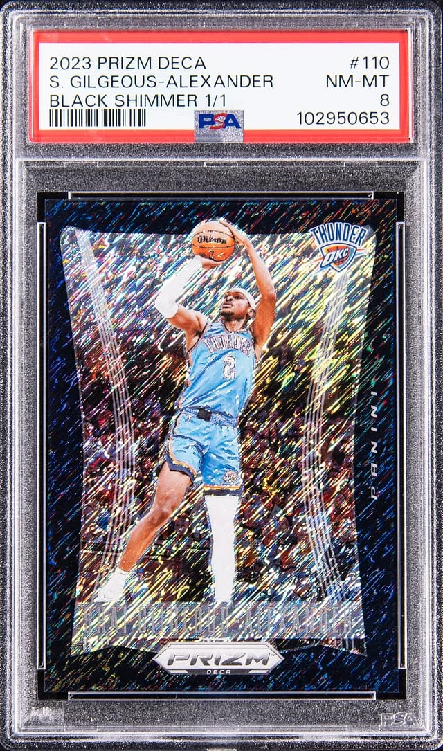 2023-24 Panini Prizm Shai Gilgeous-Alexander Deca Black Shimmer Prizm #110 card image
