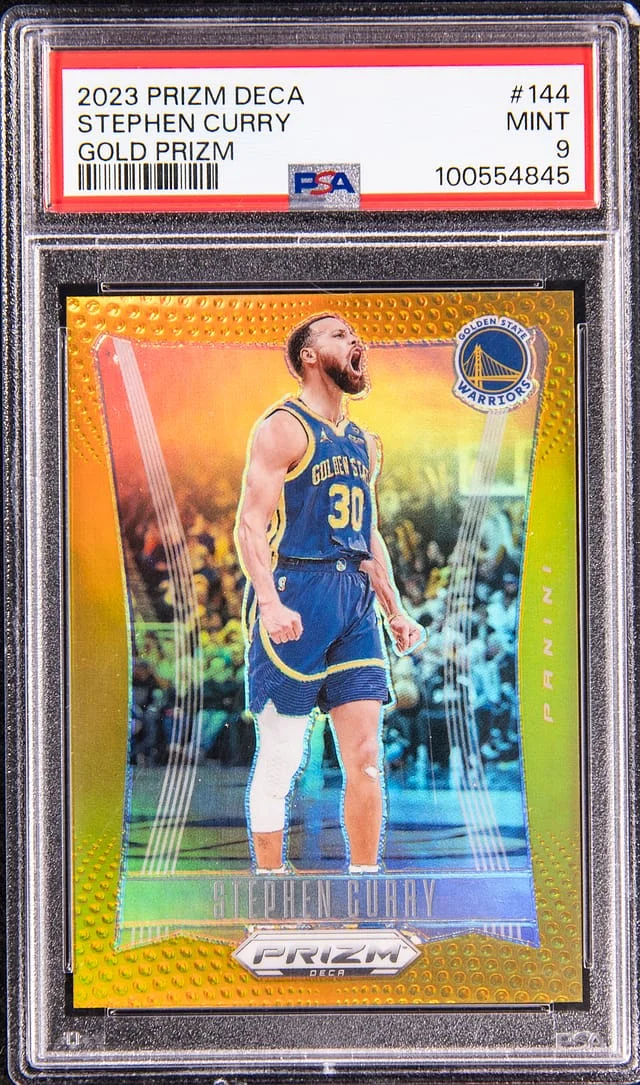 2023-24 Panini Prizm Stephen Curry Deca Red Prizm #144 card image