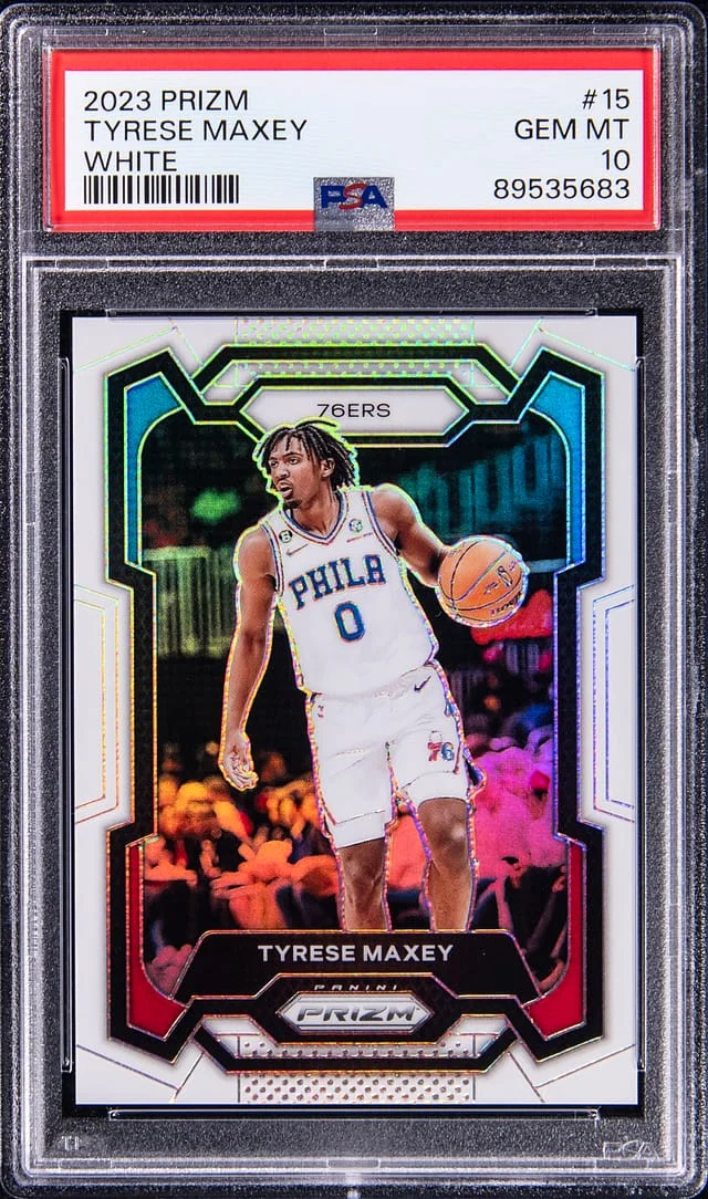 2023-24 Panini Prizm Tyrese Maxey White #15 card image