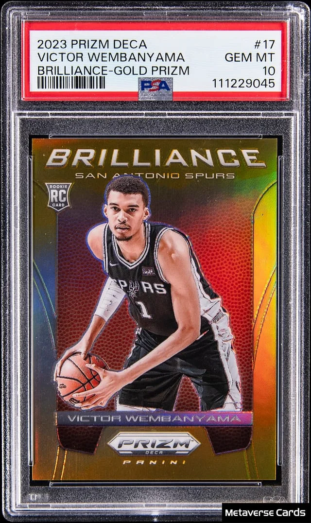 2023-24 Panini Prizm Victor Wembanyama Deca Brilliance Gold Prizm #17 card image