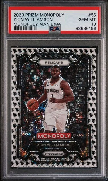 2023-24 Panini Prizm Zion Williamson Monopoly Monopoly Man Black and White #55 card image