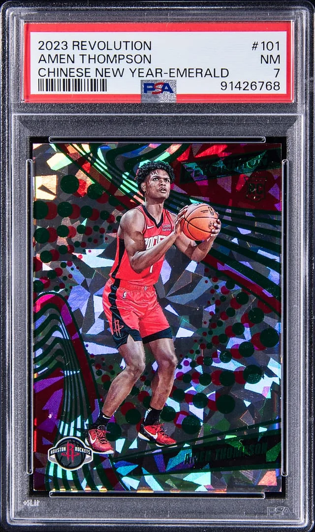 2023-24 Panini Revolution Chinese New Year Amen Thompson Emerald #101 card image