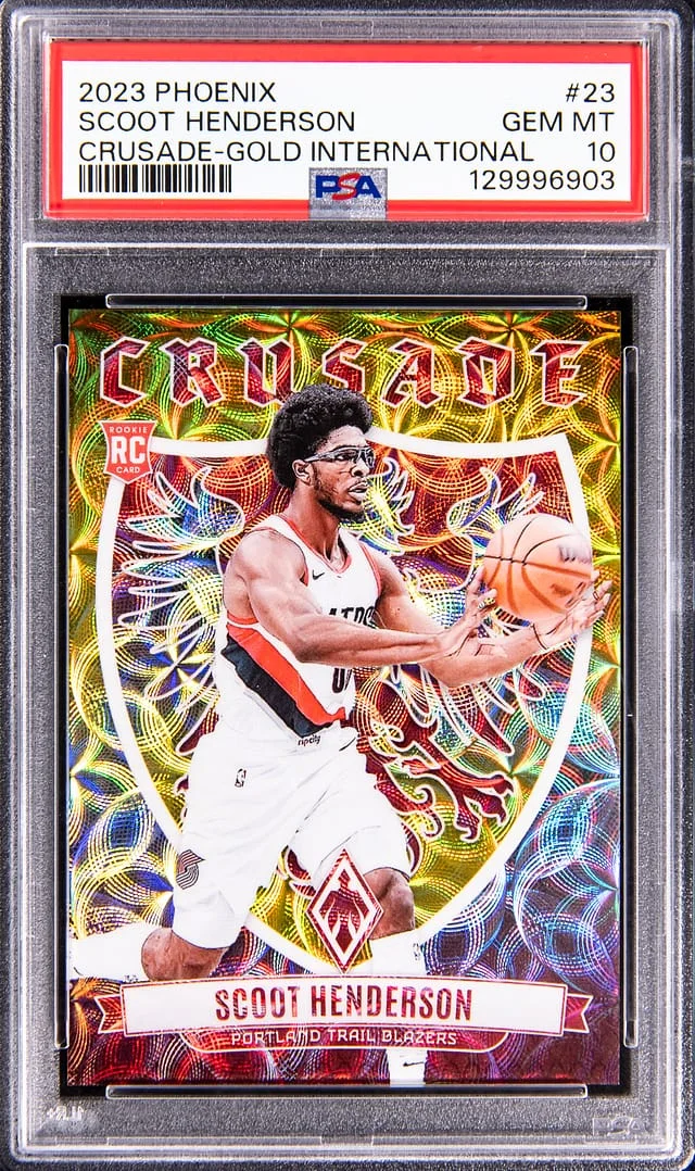 2023-24 Panini Scoot Henderson Phoenix Crusade Gold International #23 card image