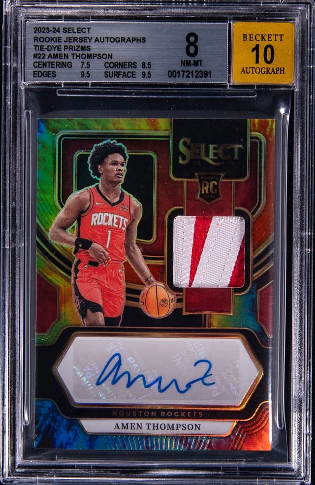 2023-24 Panini Select Amen Thompson Jersey Autographs Tie-Dye Prizms #RJ-AMN card image