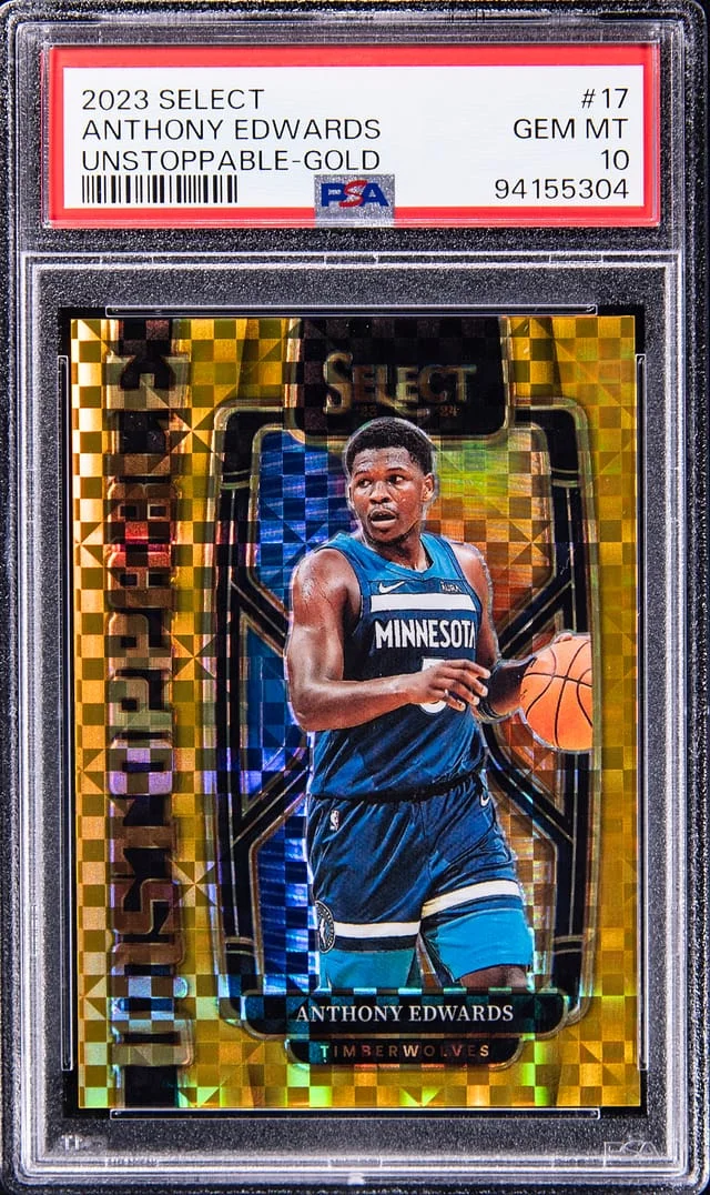 2023-24 Panini Select Anthony Edwards Unstoppable Gold #17 card image