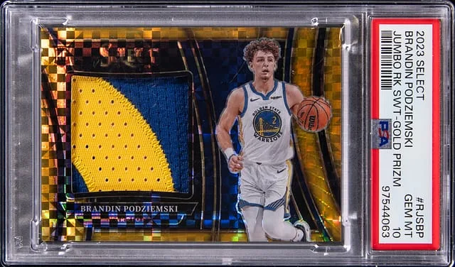 2023-24 Panini Select Brandin Podziemski Jumbo Swatches Gold Prizm #RJS-BP card image