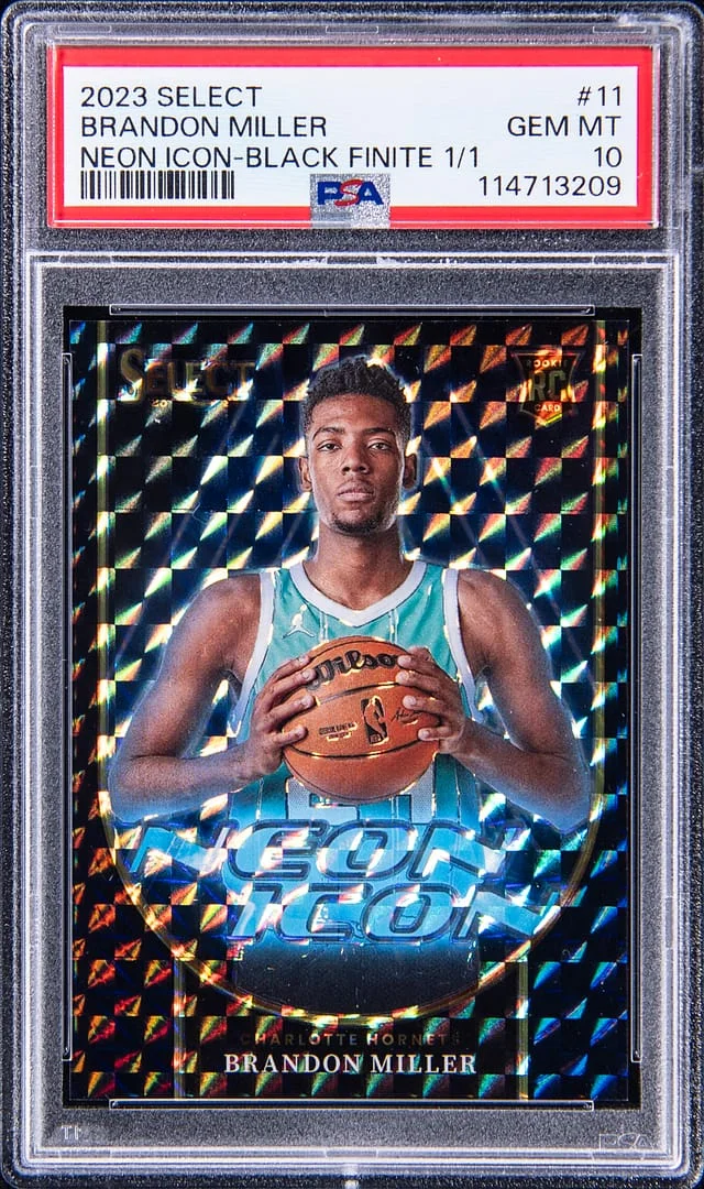 2023-24 Panini Select Brandon Miller Neon Icon Red Flash Prizm #11 card image