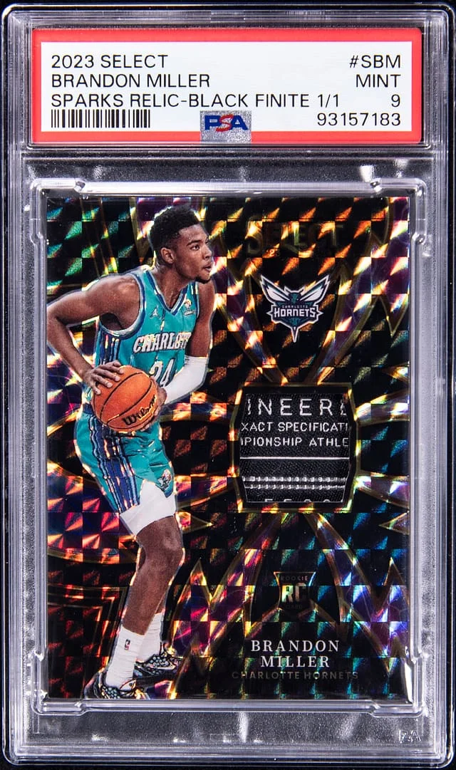 2023-24 Panini Select Brandon Miller Sparks Relic Black Finite Prizm #S-BM card image