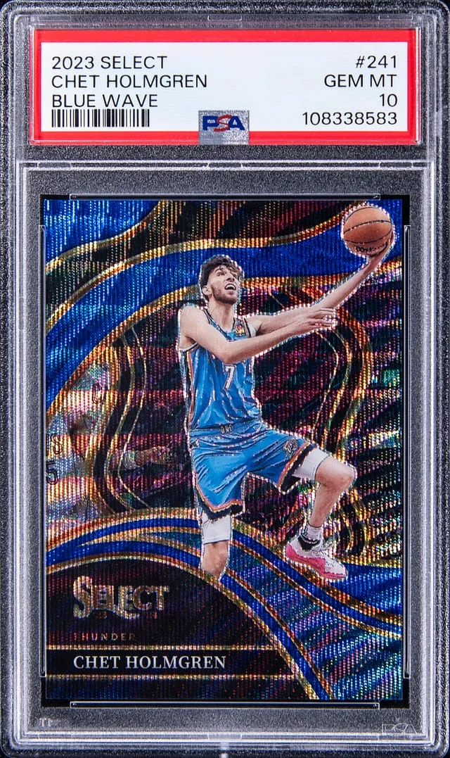 2023-24 Panini Select Chet Holmgren Blue Wave #241 card image