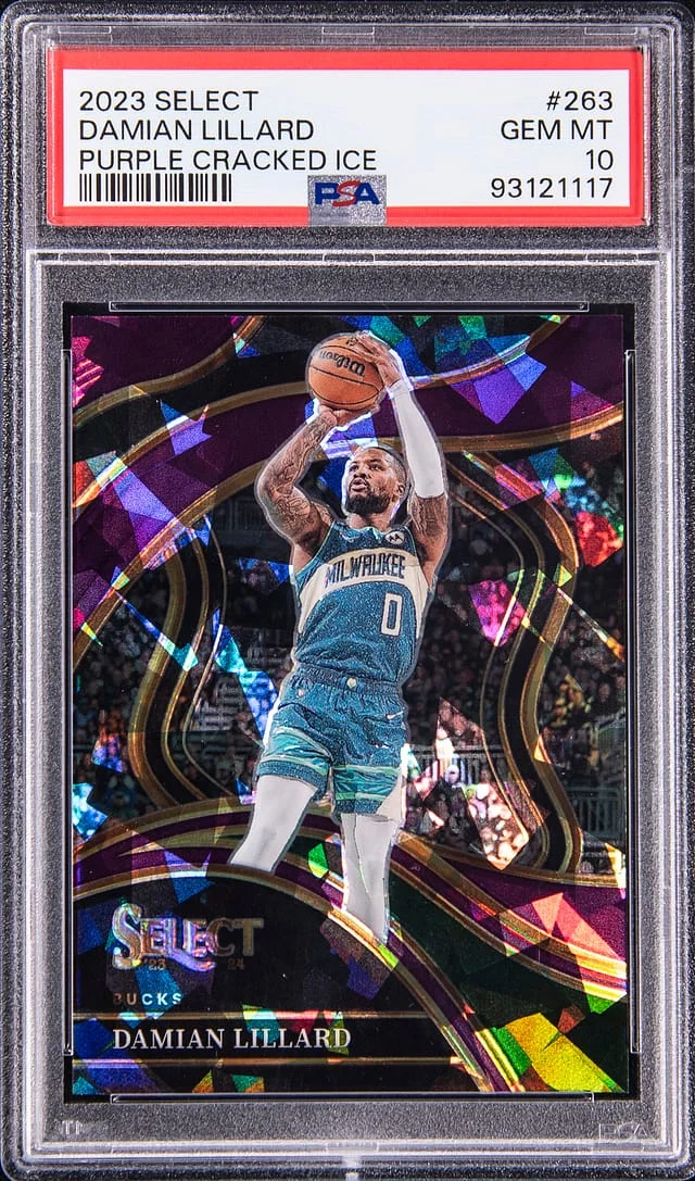 2023-24 Panini Select Damian Lillard Purple Cracked Ice #263 card image