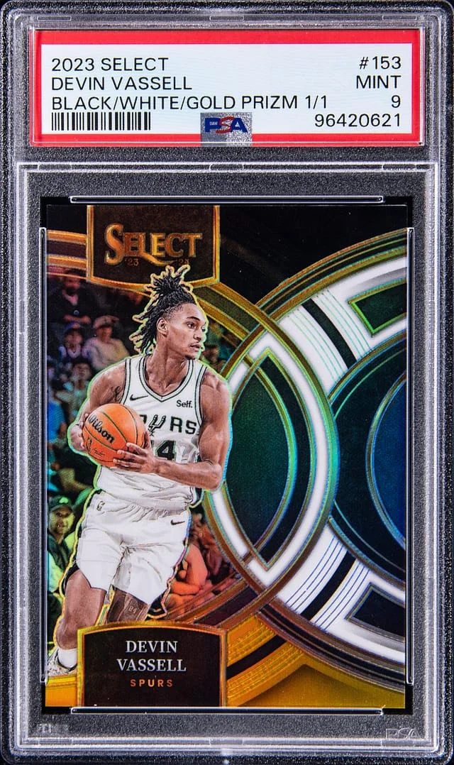 2023-24 Panini Select Devin Vassell Black White Gold Prizm #153 card image