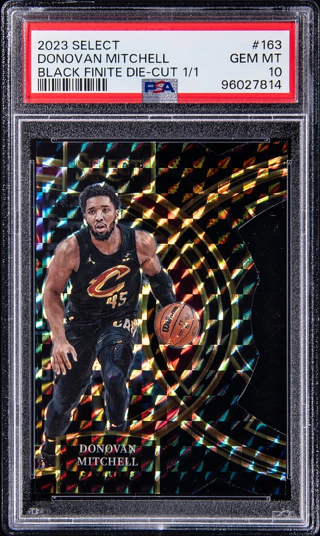 2023-24 Panini Select Donovan Mitchell Die-Cut Black Finite Prizm #163 card image