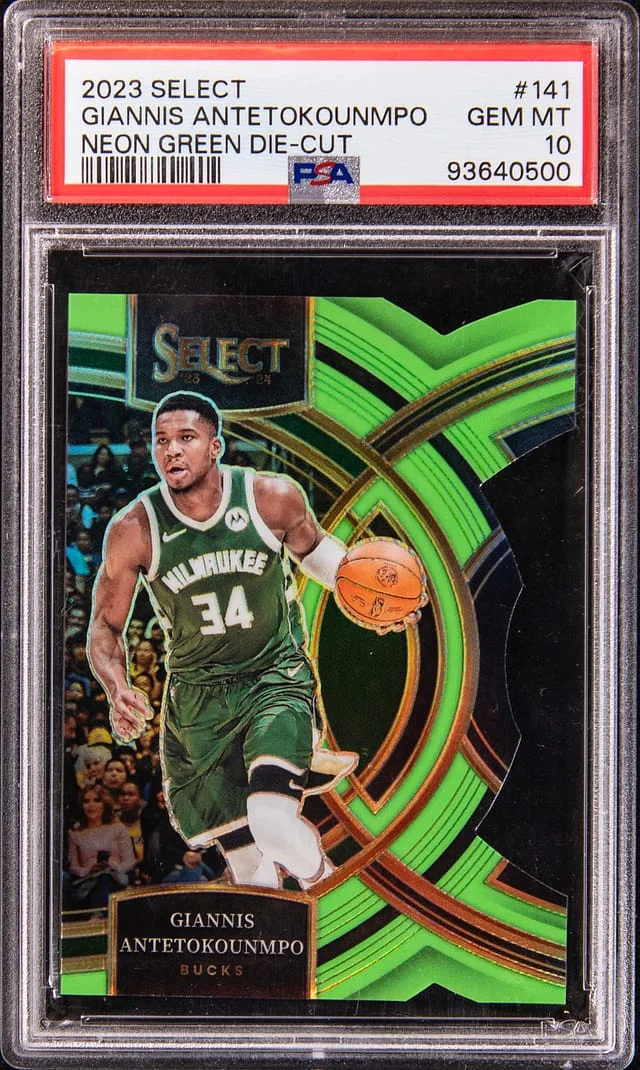 2023-24 Panini Select Giannis Antetokounmpo Neon Green Die-Cut #141 card image
