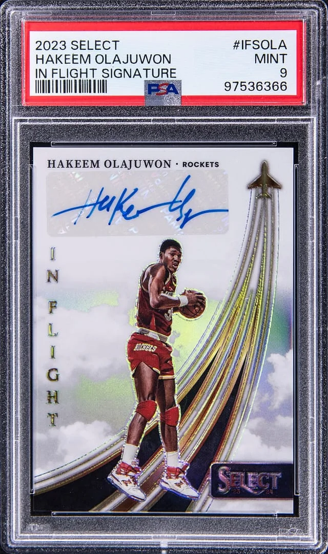 2023-24 Panini Select Hakeem Olajuwon In Flight Signature Prizm #IFS-OLA card image