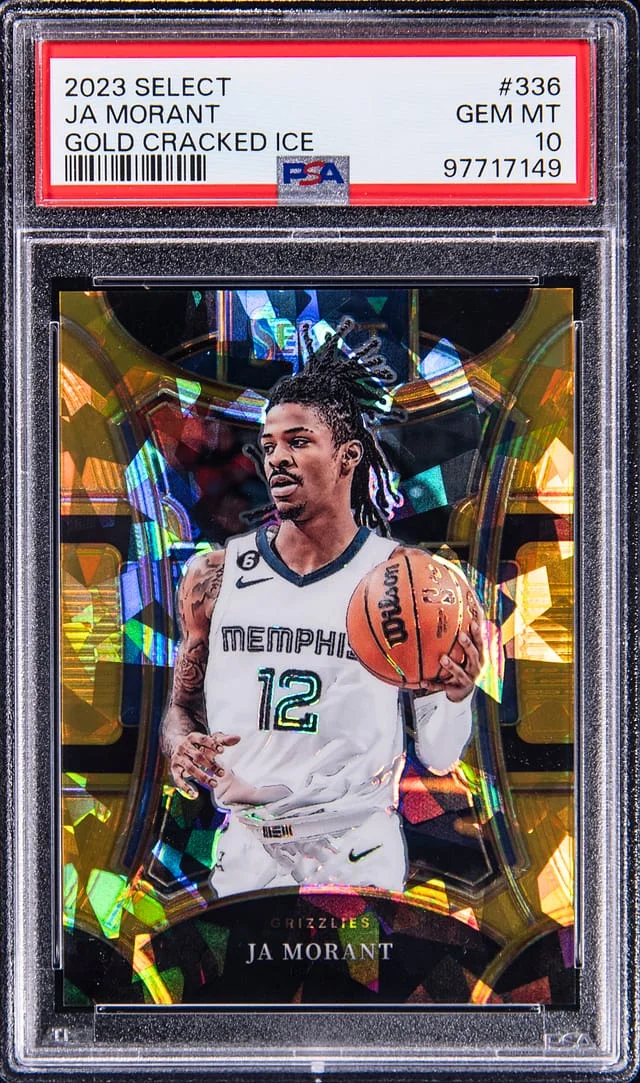 2023-24 Panini Select Ja Morant Gold Cracked Ice #336 card image