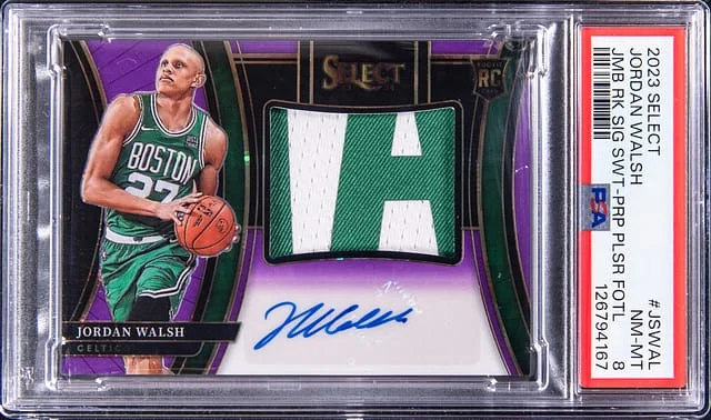 2023-24 Panini Select Jordan Walsh Jumbo Signature Swatches Purple Pulsar FOTL #JS-WAL card image