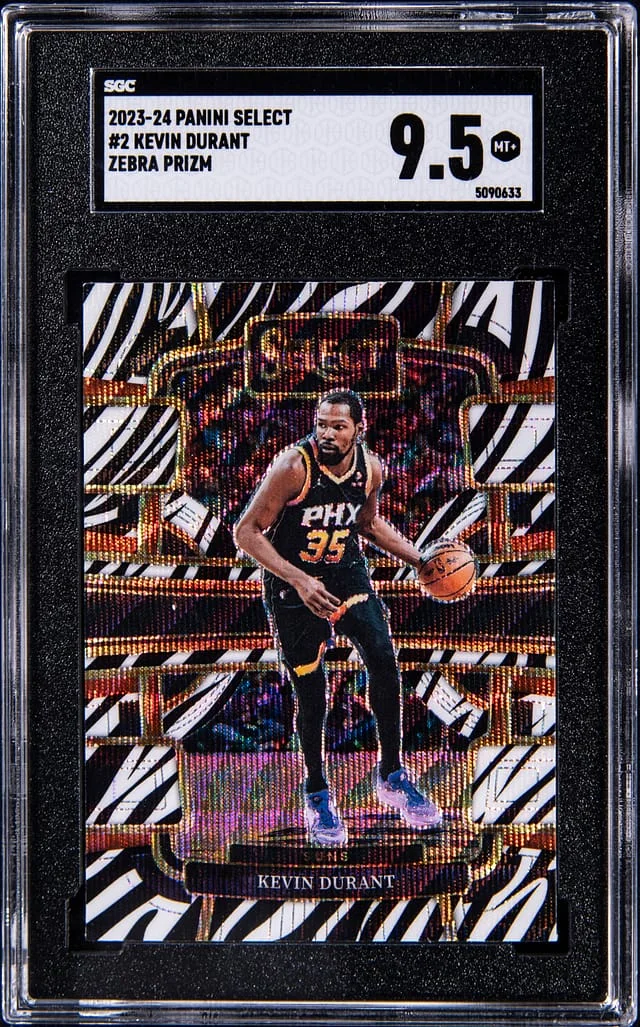 2023-24 Panini Select Kevin Durant Zebra Prizm #2 card image