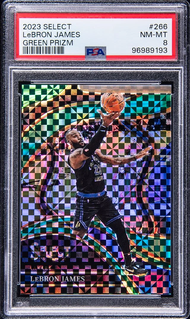 2023-24 Panini Select LeBron James Green Prizm #266 card image