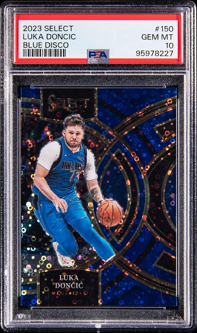 2023-24 Panini Select Luka Doncic Blue Disco #150 card image