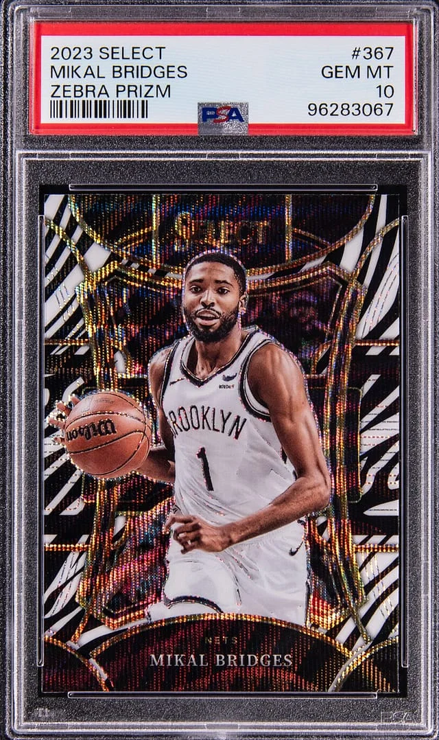 2023-24 Panini Select Mikal Bridges Zebra Prizm #367 card image