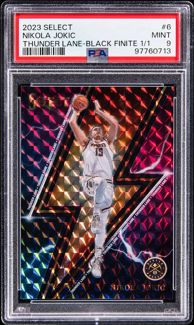 2023-24 Panini Select Nikola Jokic Thunder Lane Black Finite #6 card image