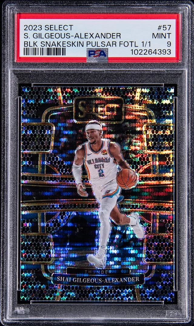2023-24 Panini Select Shai Gilgeous-Alexander Black Snakeskin Pulsar Prizm 1st Off the Line (FOTL) #57 card image