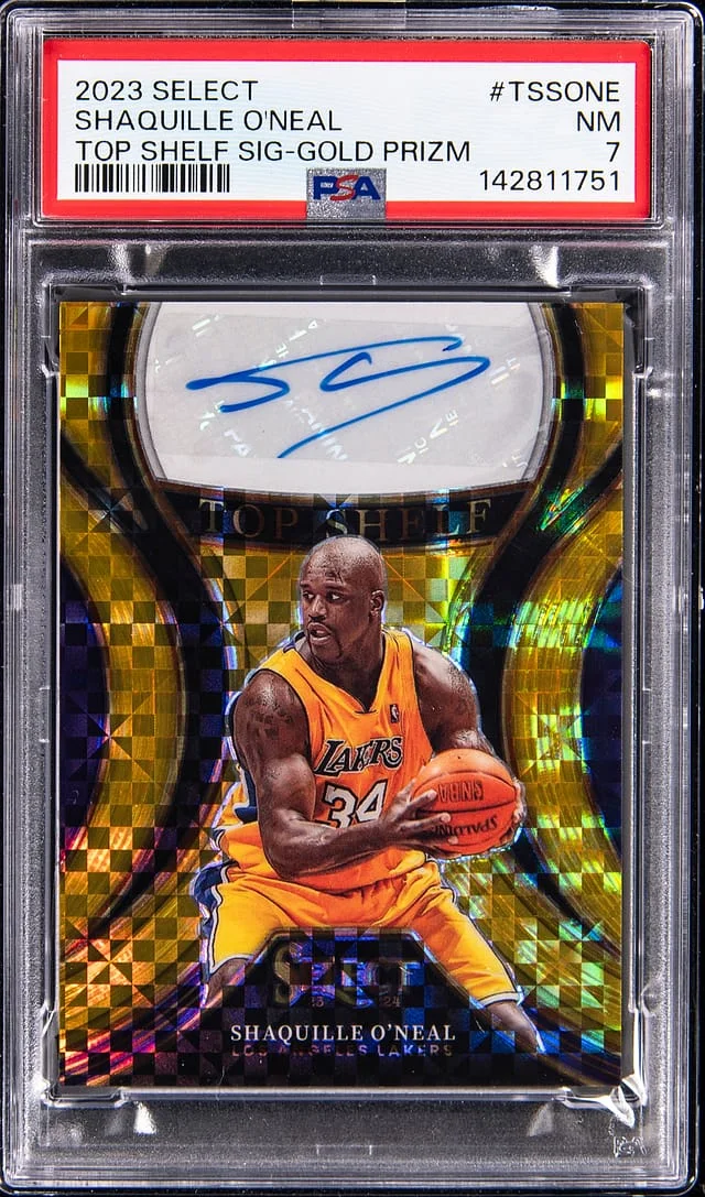 2023-24 Panini Select Shaquille O'Neal Top Shelf Signature Gold Prizm #TSS-ONE card image