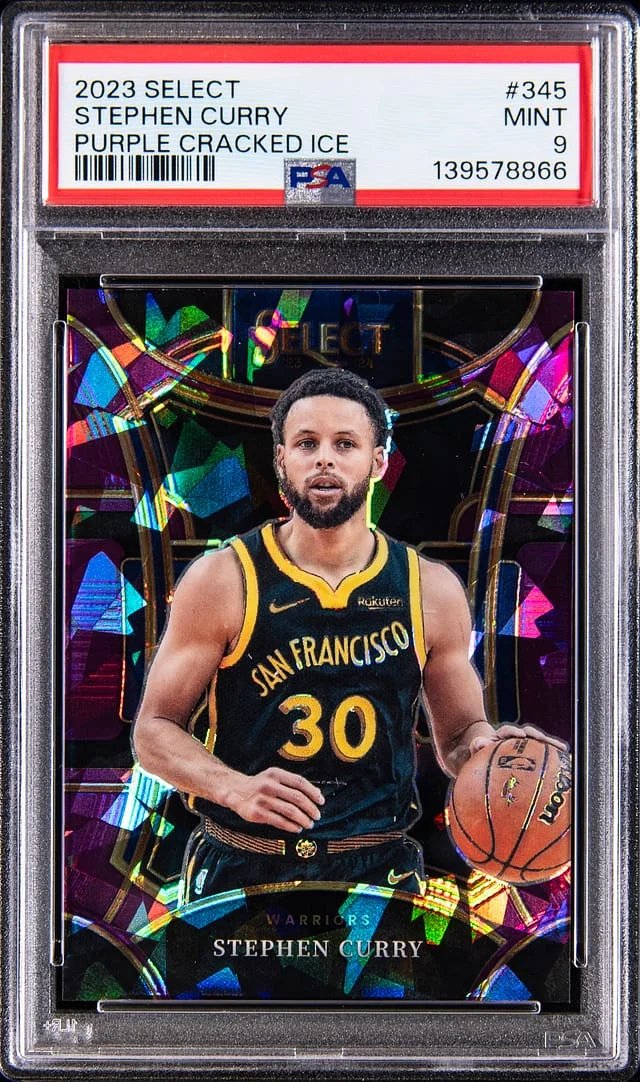 2023-24 Panini Select Stephen Curry Purple Cracked Ice #345 card image